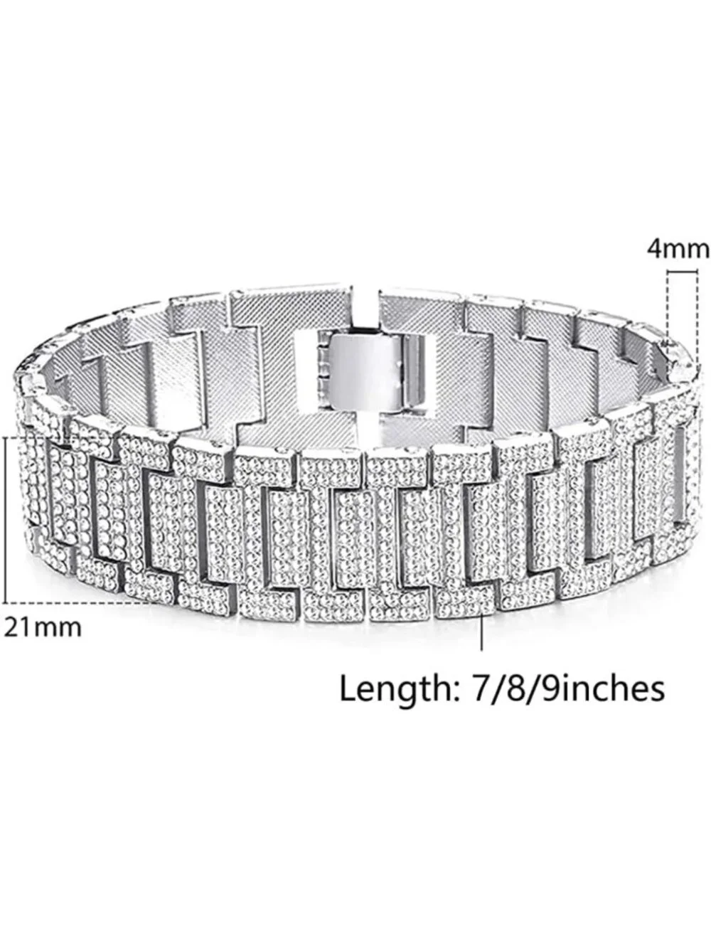Iced Out 21mm Men's Gold Plated CZ Diamond Cuban Link Bracelet - Hip Hop Style